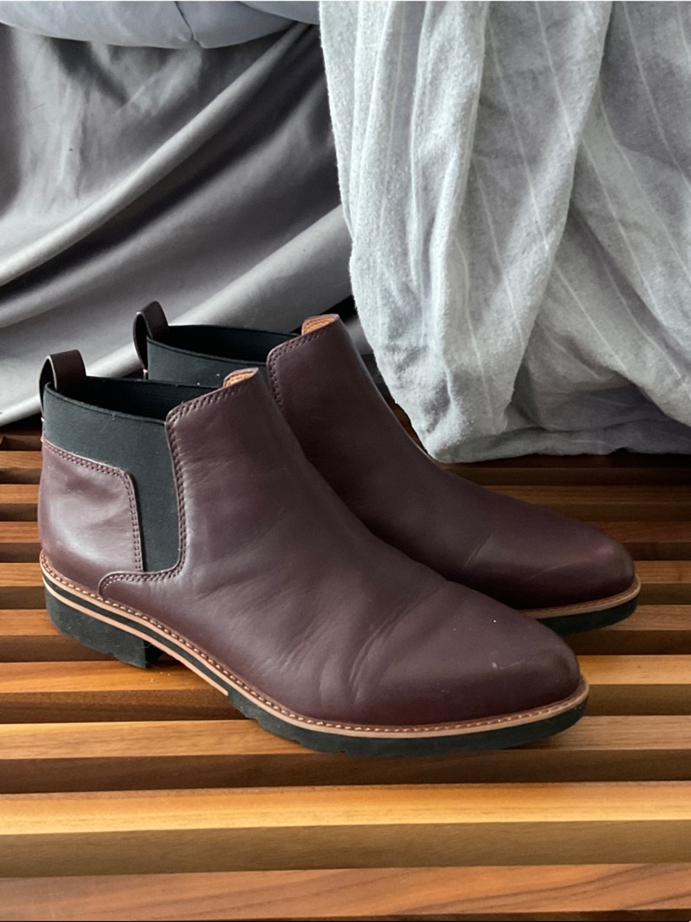 Franco Sarto Women's Chelsea Booties in Deep Burgundy Leather
